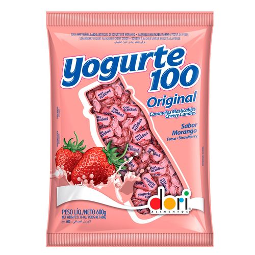 Bala Yogurte 100 Morango 600g