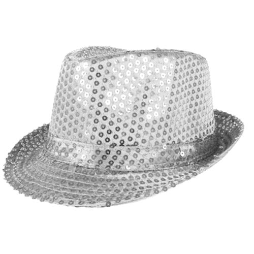 Chapéu Malandrinho Paetê Prata