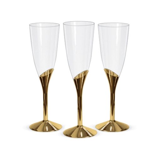 Taça Champagne Base Dourada - 06 unidades