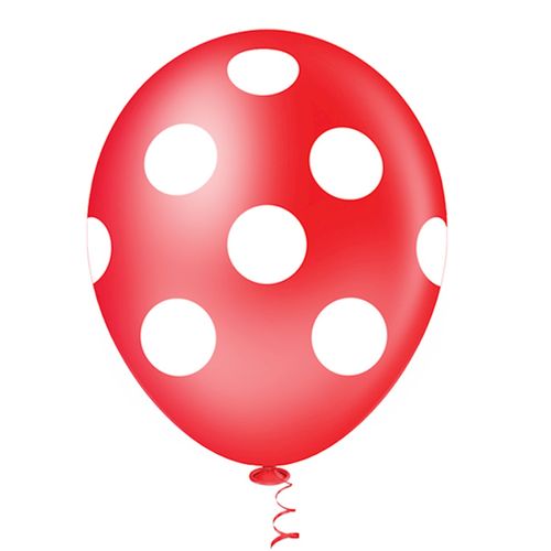 Balão 10 Bolinha Vermelho e Branco - 25 unidades
