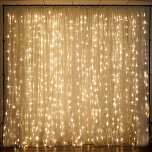 Cortina de LED Amarelo 360 Lâmpadas