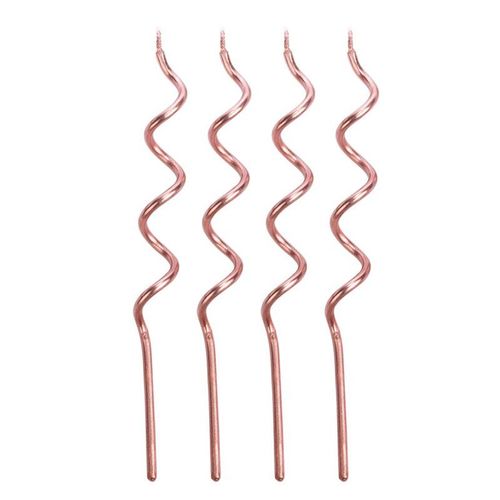 Vela Espiral Rosé Gold Fina - 04 unidades