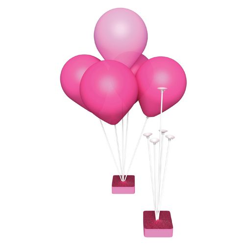 Suporte para Balão 5 Hastes com Base Rosa