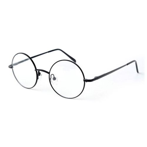 Óculos Redondo Metal Preto com Lente