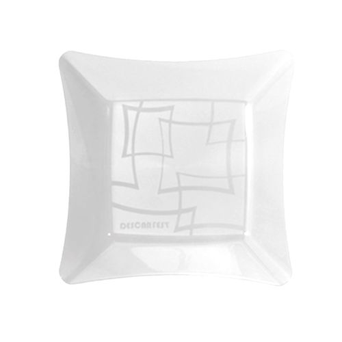 Prato Cristal Quadrado Branco 21cm - 10 unidades