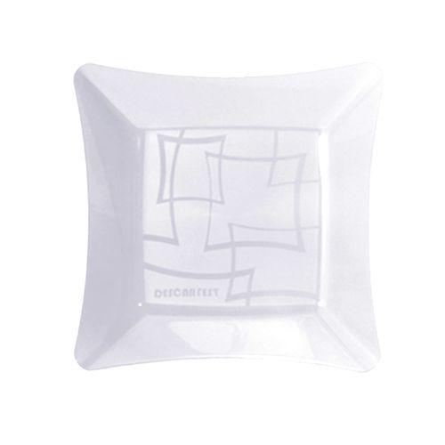 Prato Cristal Quadrado Incolor 21cm - 10 unidades