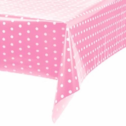 Toalha Plástica 70x70 Rosa Claro Poá Branco - 10 unidades