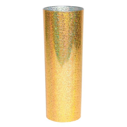 Copo Long Drink Metalizado Dourado com Gliter