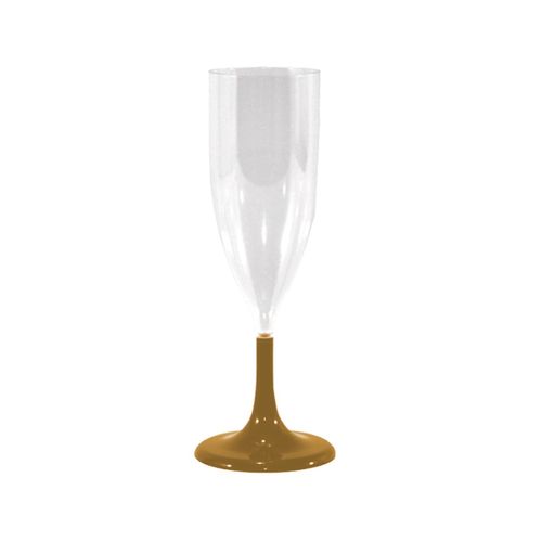 Taça Champagne Cristal Base Dourada - 05 unidades