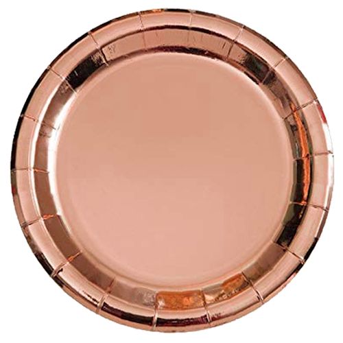 Prato de Papel Rosé Gold - 10 unidades