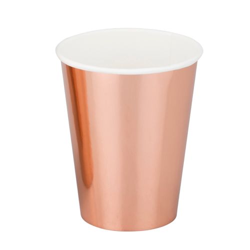 Copo de Papel Rosé Gold - 8 unidades