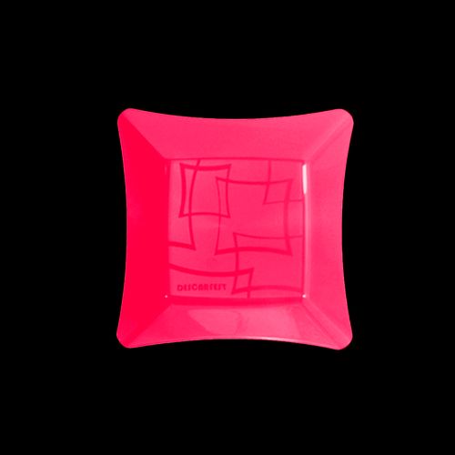 Prato Cristal Quadrado Rosa New Wave Neon 16cm - 10 unidades