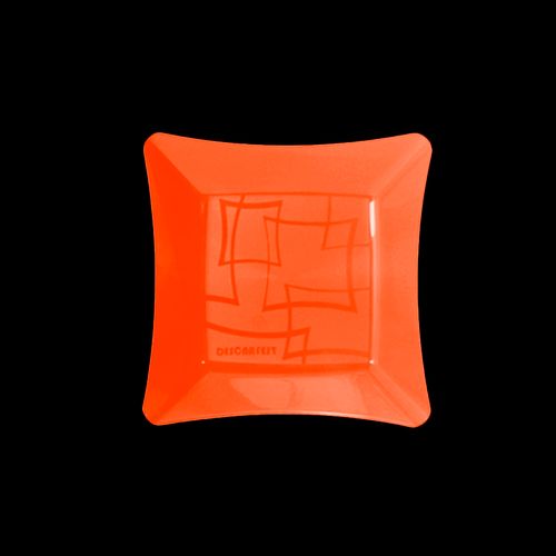 Prato Cristal Quadrado Laranja New Wave Neon 16cm - 10 unidades