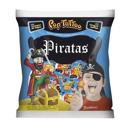 Pirulito Pop Tattoo Pirata 400g