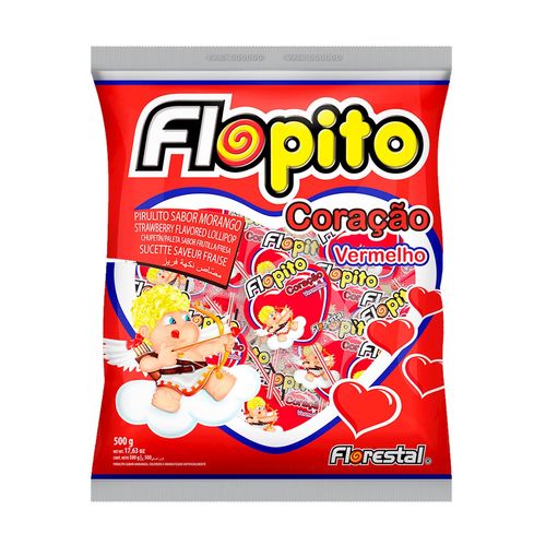 Pirulito Flopito Coração Vermelho 500g