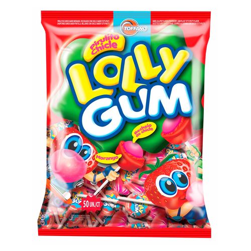 Pirulito Lolly Gum Morango 600g