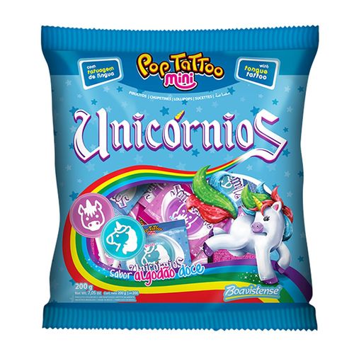 *Pirulito Pop Tattoo Unicórnio Mini 200g