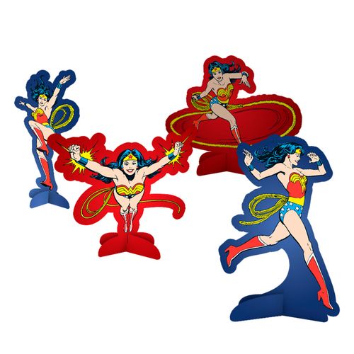 *Decoração de Mesa Mulher Maravilha - 08 unidades