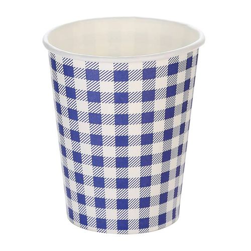 Copo de Papel Xadrez Azul - 10 unidades