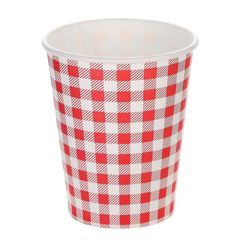 Copo de Papel Xadrez Vermelho - 10 unidades