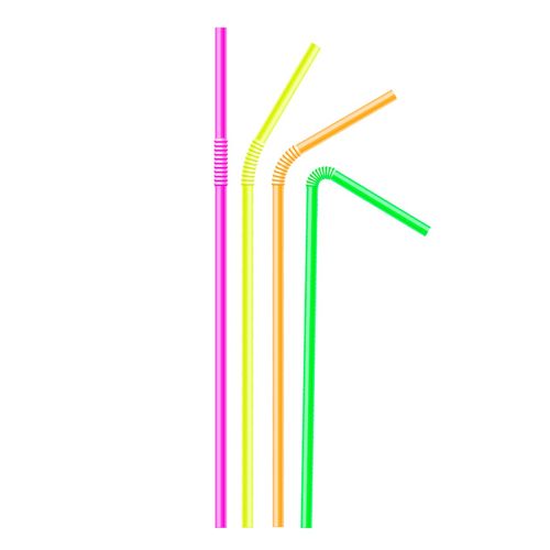 Canudo Neon Sanfonado - 100 unidades