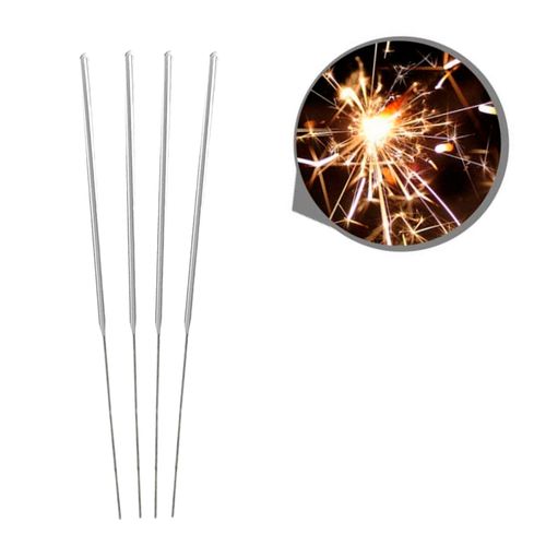 Vela Sparkles Palito Prata 15cm - 04 unidades
