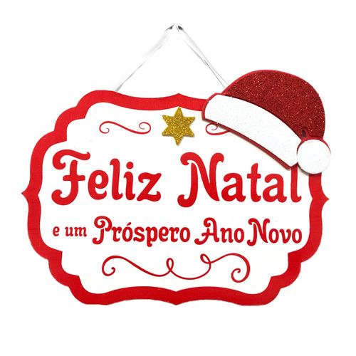Placa Feliz Natal e Próspero Ano Novo