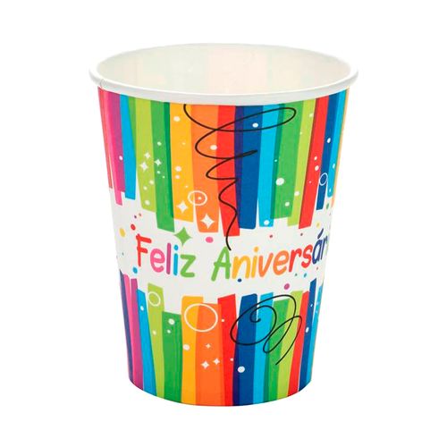Copo de Papel Feliz Aniversário - 10 unidades
