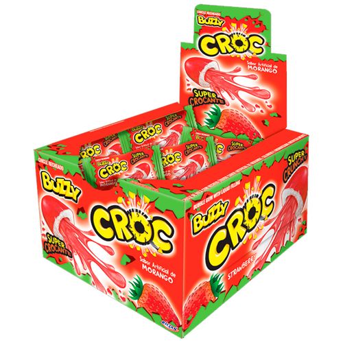 Chicle Buzzy Croc Morango - 40 unidades