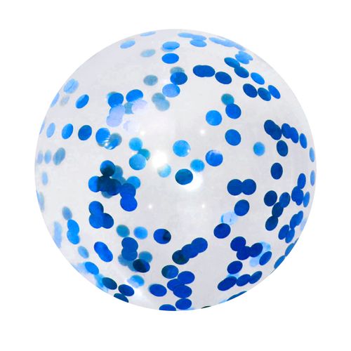 Balão Bubble Redondo com Confete Azul 18"