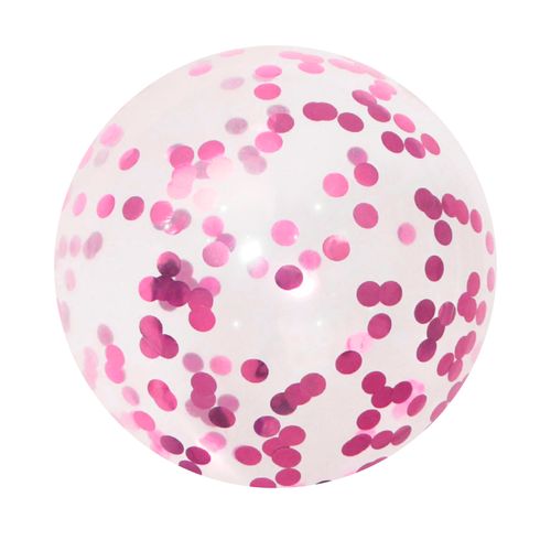 Balão Bubble Redondo com Confete Rosa 18"