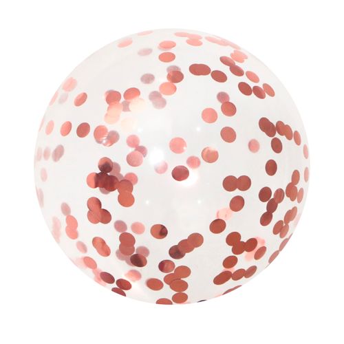 Balão Bubble Redondo com Confete Rosé Gold 18"
