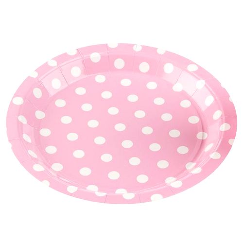 Prato de Papel Poá Rosa Bebê - 10 unidades