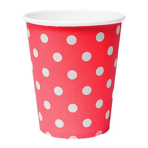 Copo de Papel Poá Vermelho - 10 unidades