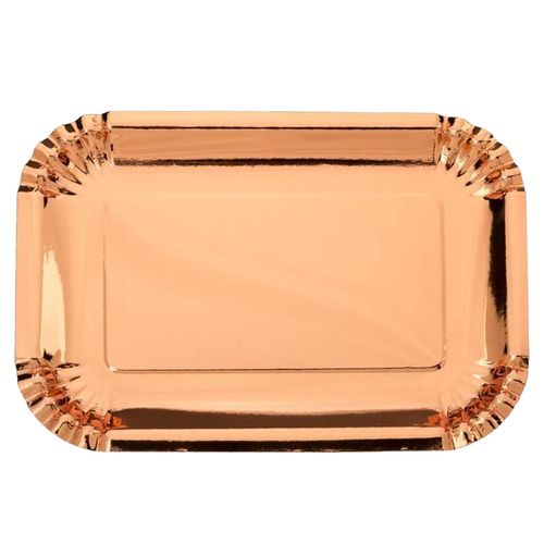 Bandeja de Papel Retangular Rosé Gold - 05 unidades