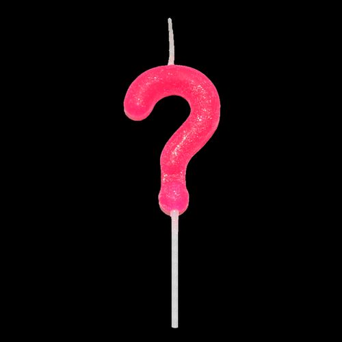 Vela Interrogação Rosa Neon com Gliter