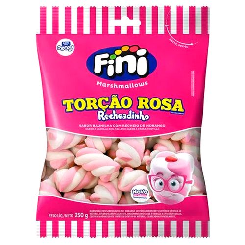 Marshmallow Torção Rosa Recheado 250g - Fini