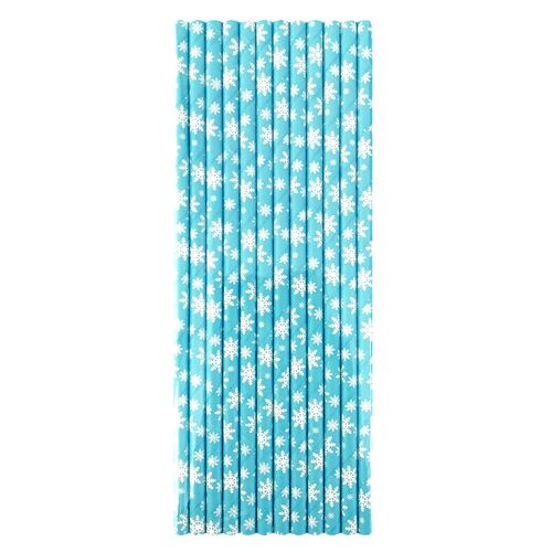 *Canudo Papel Flocos de Neve - 12 unidades