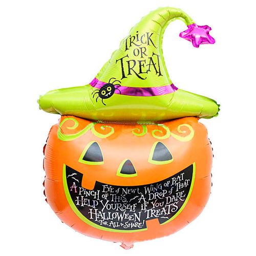 Balão Metalizado Halloween Abóbora com Chapéu
