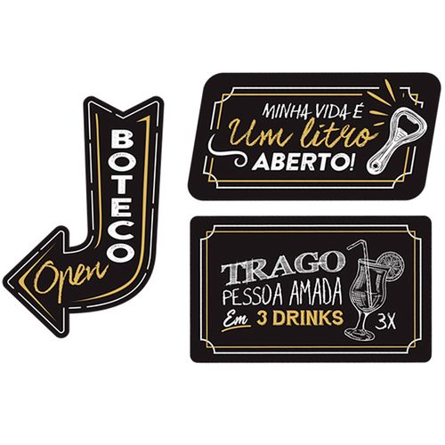 Decoração de Parede Boteco Kit 2 - 03 unidades