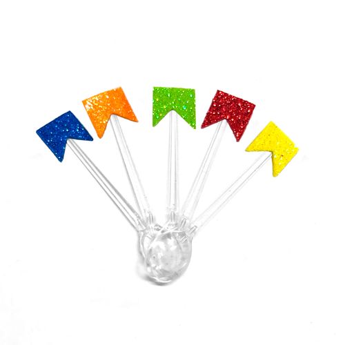 Mini Colher Bandeirinha Junina com Gliter - 15 unidades