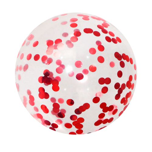 Balão Bubble Redondo com Confete Vermelho 18"
