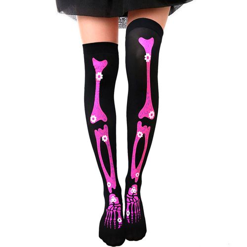 Meia 7/8 Halloween Caveira Mexicana Rosa