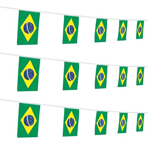 Varal de Bandeira Brasil 14x21 em Tecido - 6 metros