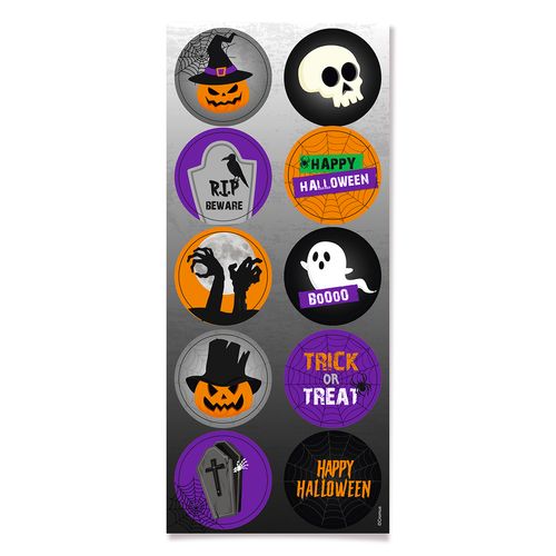 Adesivo Redondo Halloween Scary Night - 30 unidades