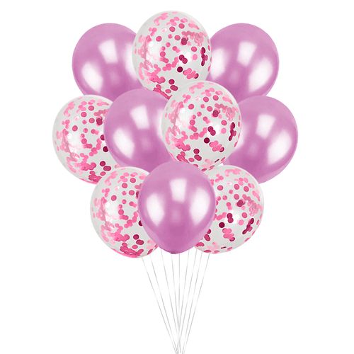 Buquê de Balões Confete Rosa - 10 unidades