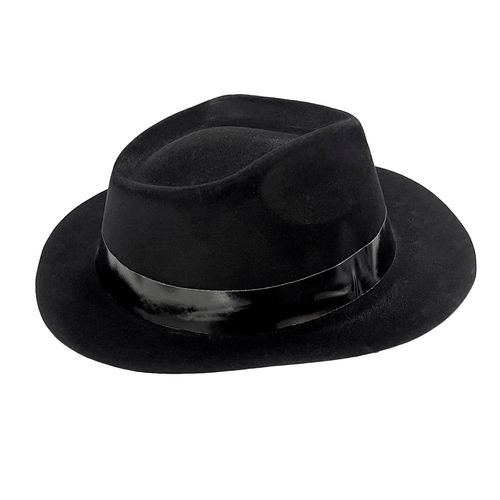 Chapéu Gangster Preto Flocado