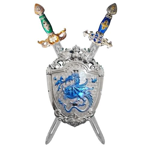 Kit Medieval Prateado - Espadas e Escudo