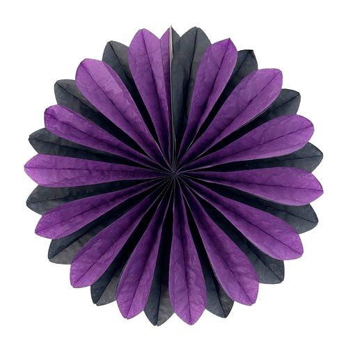 Leque Decorativo Halloween Roxo e Preto 38cm