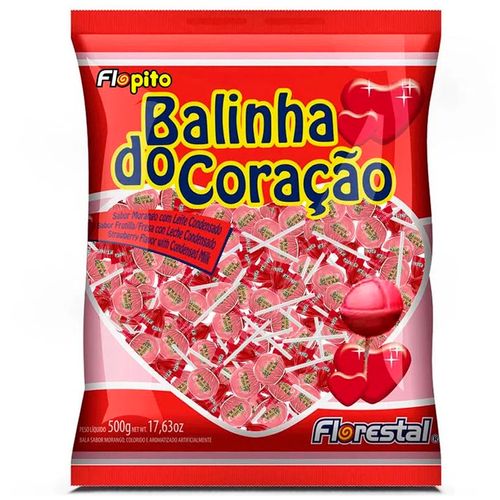 Pirulito Flopito Balinha do Coração Morango 500g